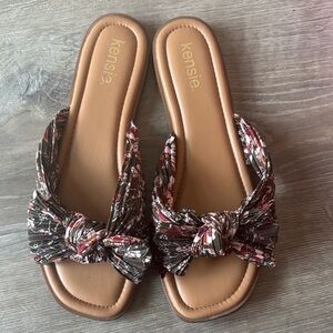 Kensie Women's Knotted Floral Sandals - Black and Brown